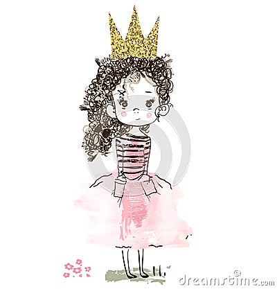 Little cute princess Vector Illustration