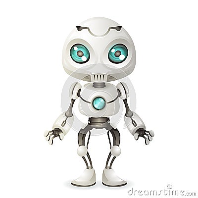 Little cute robot mascot innovation scifi technology science fiction future 3d design vector illustration Vector Illustration