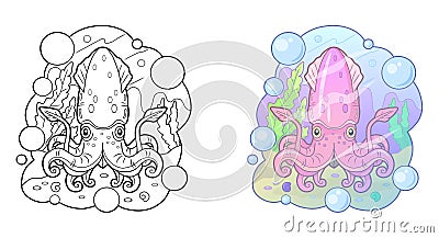 Little cute squid funny illustration Cartoon Illustration