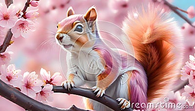 Little Cute Squirrel, Generative AI Stock Photo