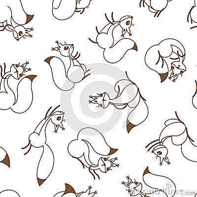 Little cute squirrels. Seamless pattern for gift wrapping, wallpaper, childrens room or clothing. Vector Illustration