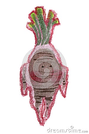 Little cute watercolor mandrake character on white Stock Photo