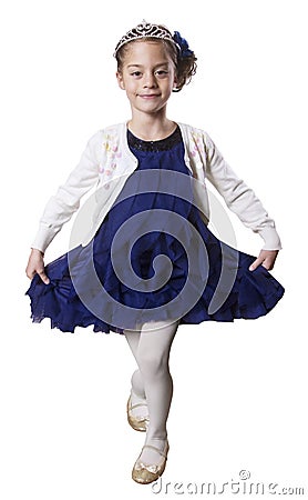 Little dancing Princess wearing Tiara Stock Photo