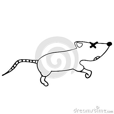 Little dead mouse. isolated outline illustration Vector Illustration