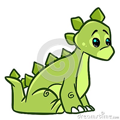 Little dinosaur sitting herbivore cartoon illustration Cartoon Illustration