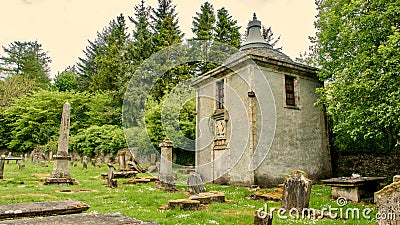 Little disused chapel in a country graveyard. Stock Photo