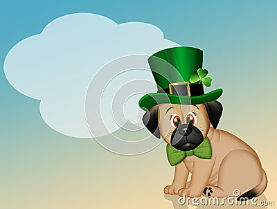 Little dog celebrates St. Patrick`s day Stock Photo