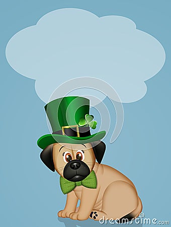 Little dog celebrates St. Patrick`s day Stock Photo