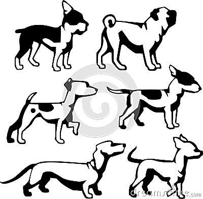 Little Doggies Vector Illustration