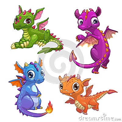 Little dragons set. Vector Illustration