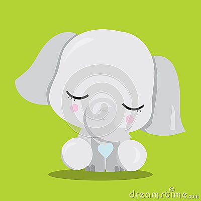 LITTLE ELEPHANT YELLOWGREEN 06 Vector Illustration