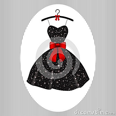 Little evening dress black on hangers Vector Illustration