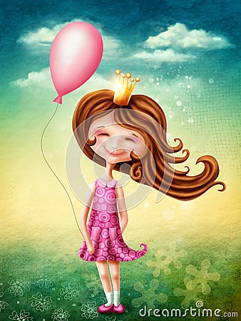 Little fairy girl with baloon Stock Photo