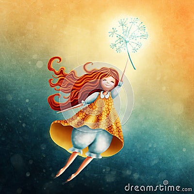 Little fairy girl flying Stock Photo