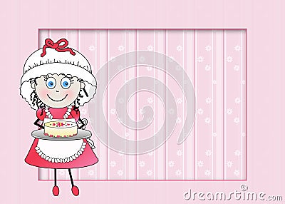 Little Female Graphic chef - Pink Background Stock Photo