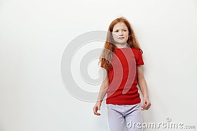 Little female person caucasian beauty childhood portrait cute girl children white Stock Photo