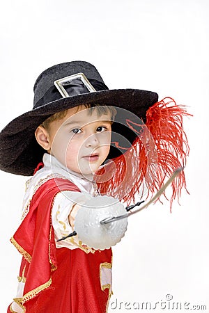 Little fighting musketeer. Stock Photo