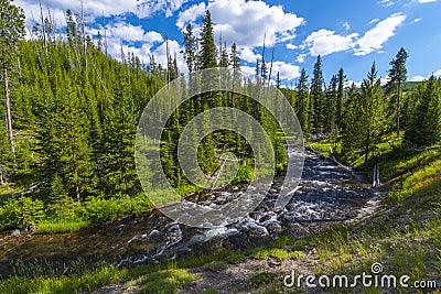 Little Firehole River near the Mystic Falls Stock Photo