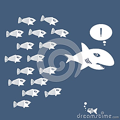Little Fish Eat Big Fish. Vector Illustration