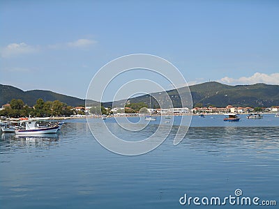 Little fishing boats floating on sea Editorial Stock Photo