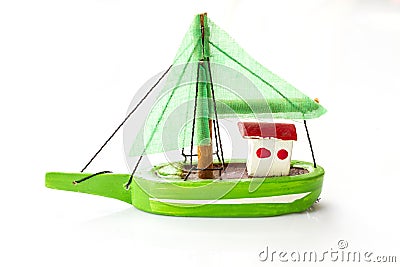 Little fishing ship model Stock Photo