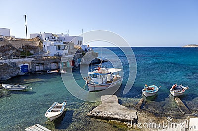 Little fishing village in Kimolos island, Cyclades, Greece Stock Photo