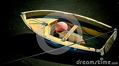 Little fishing wooden boat Stock Photo