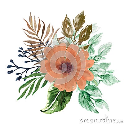 Little Flower Bouquet foliage branch drawing illuatration digital clipart Stock Photo