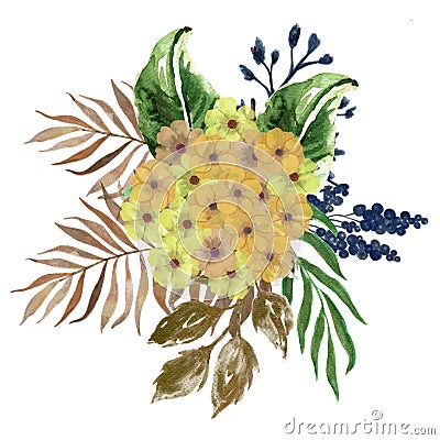 Little Flower Bouquet foliage branch drawing illuatration digital clipart Stock Photo