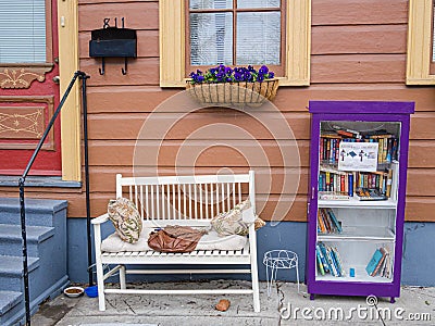 Little Free Library in Front of House in New Orleans Neighborhood Editorial Stock Photo