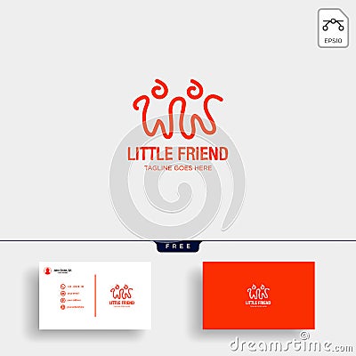Little Friend Happy creative logo template illustration Vector Illustration