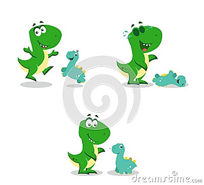 Little funny dinosaurs Vector Illustration