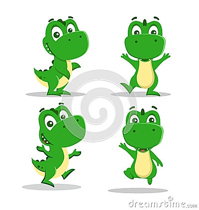 Little funny dinosaurs Vector Illustration