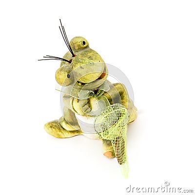 Little funny frog with a seine Stock Photo