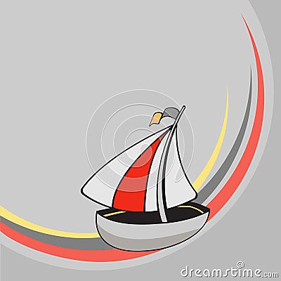 Little funny sailing ship Vector Illustration