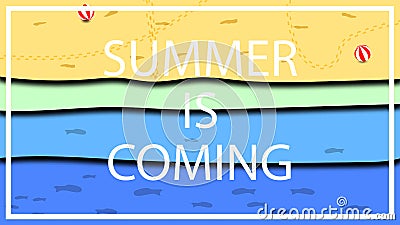 A little futuristic poster design for the approaching summer and beach season, holiday season and fun, entertainment and lots of Stock Photo