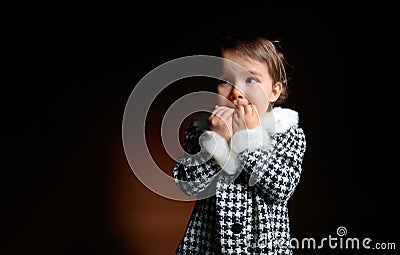 Little girl is afraid Stock Photo