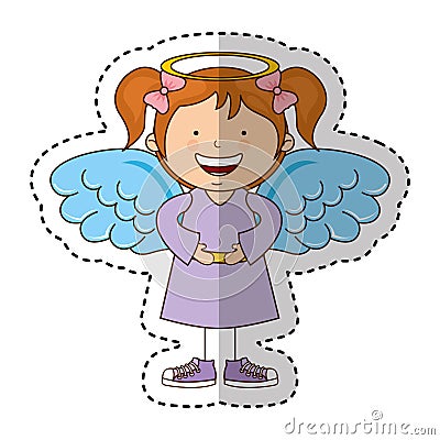 Little girl angel character Vector Illustration