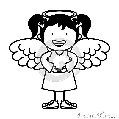 Little girl angel character Vector Illustration