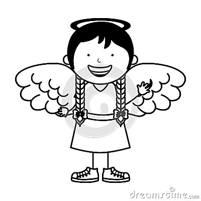 Little girl angel character Vector Illustration