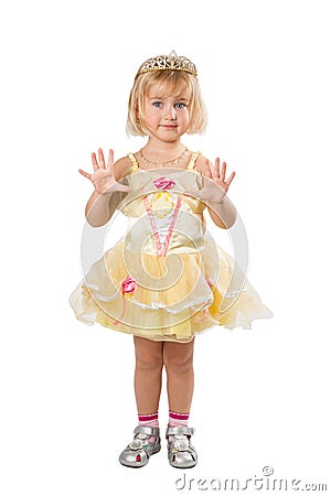 https://thumbs.dreamstime.com/x/little-girl-beautiful-yellow-dress-crown-white-back-isolated-background-62331335.jpg