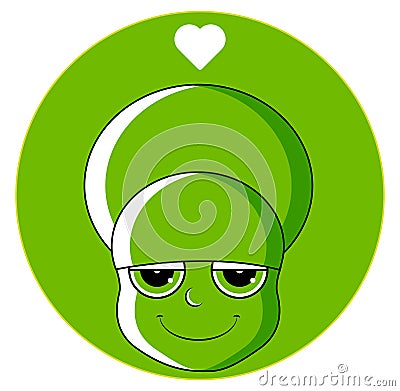 Head icon of cute girl with heart over head. Smug expression Vector Illustration