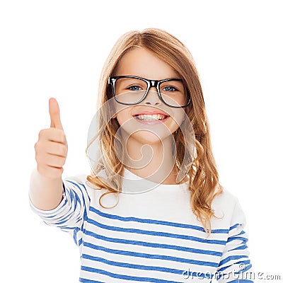 Little girl with black eyeglasses Stock Photo