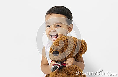 Little Girl Brown Teddy Concept Stock Photo