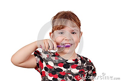 Little girl brush their teeth Stock Photo