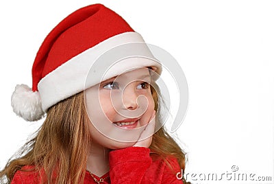 Little girl in Christmas hat Stock Photo