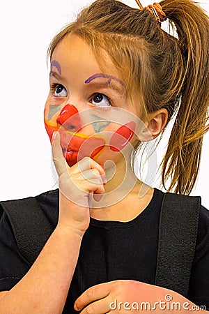 Little Girl With Clown Makeup Stock Photo