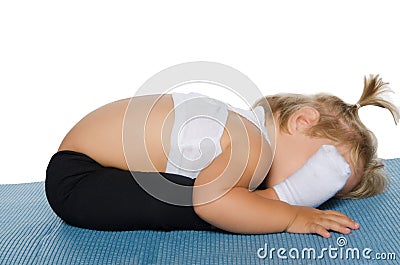 Little girl coached flexibility Stock Photo