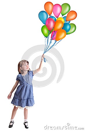 Little girl with colorful balloons Stock Photo