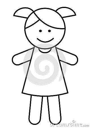 Little girl, conceptual vector illustration, contour drawing Vector Illustration